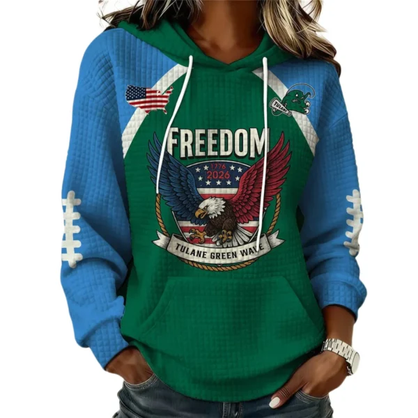 Tulane Green Wave x Freedom American Women’s Waffle Pullover Hoodie 2026 Limited