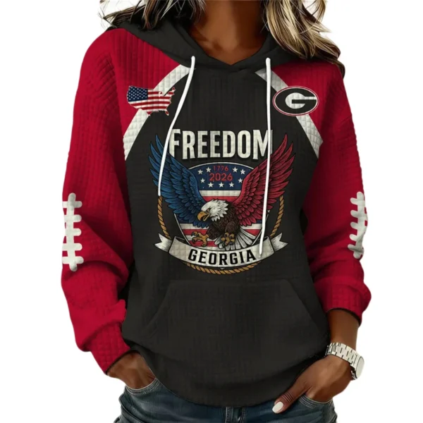 Georgia Bulldogs x Freedom American Women’s Waffle Pullover Hoodie 2026 Limited