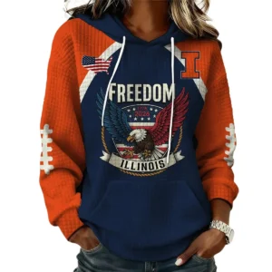 Illinois Fighting Illini x Freedom American Women’s Waffle Pullover Hoodie 2026 Limited