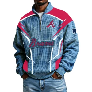 Atlanta Braves Men's Waffle Knit Quarter-Zip Long Sleeve Shirt 2026 Limited