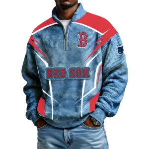 Boston Red Sox Men's Waffle Knit Quarter-Zip Long Sleeve Shirt 2026 Limited