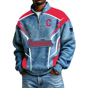 Cleveland Guardians Men's Waffle Knit Quarter-Zip Long Sleeve Shirt 2026 Limited