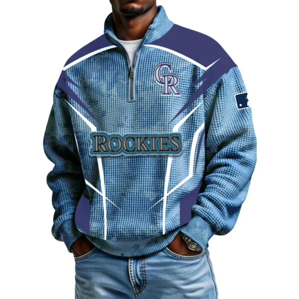 Colorado Rockies Men's Waffle Knit Quarter-Zip Long Sleeve Shirt 2026 Limited