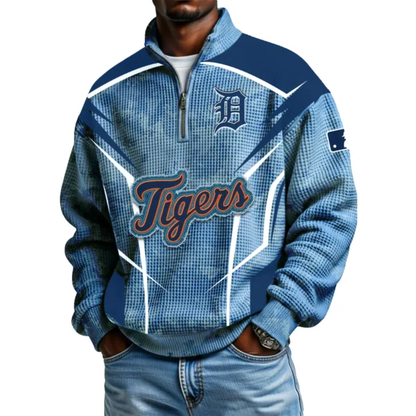 Detroit Tigers Men's Waffle Knit Quarter-Zip Long Sleeve Shirt 2026 Limited