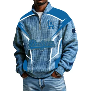 Los Angeles Dodgers Men's Waffle Knit Quarter-Zip Long Sleeve Shirt 2026 Limited