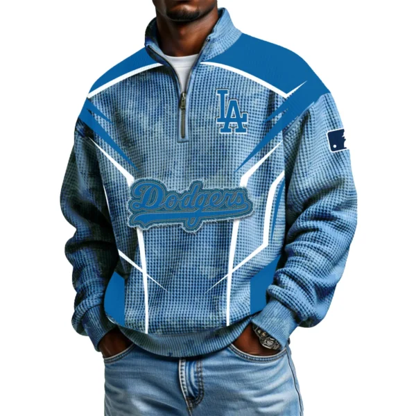 Los Angeles Dodgers Men's Waffle Knit Quarter-Zip Long Sleeve Shirt 2026 Limited