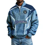 Milwaukee Brewers Men's Waffle Knit Quarter-Zip Long Sleeve Shirt 2026 Limited