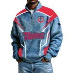 Minnesota Twins Men's Waffle Knit Quarter-Zip Long Sleeve Shirt 2026 Limited