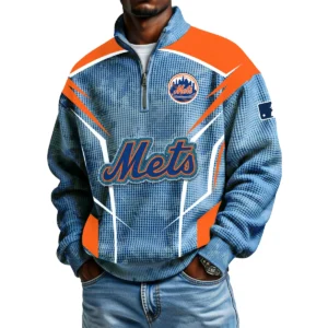 New York Mets Men's Waffle Knit Quarter-Zip Long Sleeve Shirt 2026 Limited