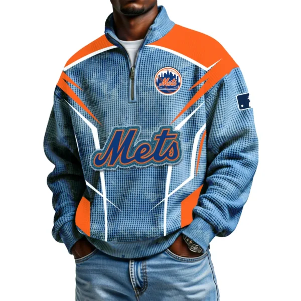 New York Mets Men's Waffle Knit Quarter-Zip Long Sleeve Shirt 2026 Limited