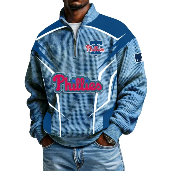 Philadelphia Phillies Men's Waffle Knit Quarter-Zip Long Sleeve Shirt 2026 Limited