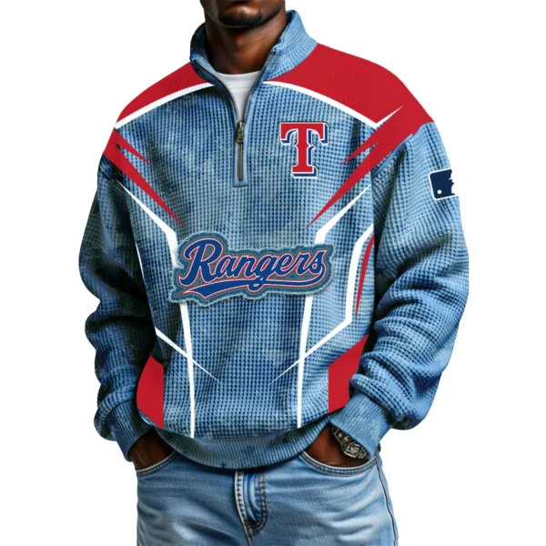 Texas Rangers Men's Waffle Knit Quarter-Zip Long Sleeve Shirt 2026 Limited