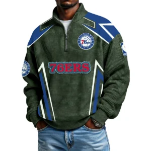 Philadelphia 76ers Men's Waffle Knit Quarter-Zip Long Sleeve Shirt 2026 Limited