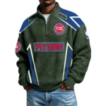 Detroit Pistons Men's Waffle Knit Quarter-Zip Long Sleeve Shirt 2026 Limited