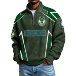 Milwaukee Bucks Men's Waffle Knit Quarter-Zip Long Sleeve Shirt 2026 Limited