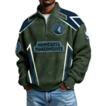 Minnesota Timberwolves Men's Waffle Knit Quarter-Zip Long Sleeve Shirt 2026 Limited