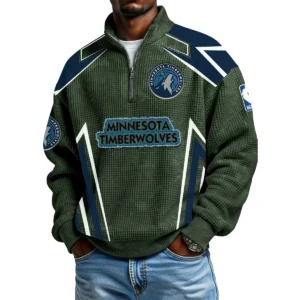 Minnesota Timberwolves Men's Waffle Knit Quarter-Zip Long Sleeve Shirt 2026 Limited