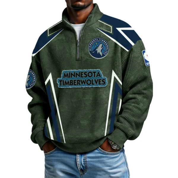 Minnesota Timberwolves Men's Waffle Knit Quarter-Zip Long Sleeve Shirt 2026 Limited