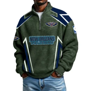 New Orleans Pelicans Men's Waffle Knit Quarter-Zip Long Sleeve Shirt 2026 Limited
