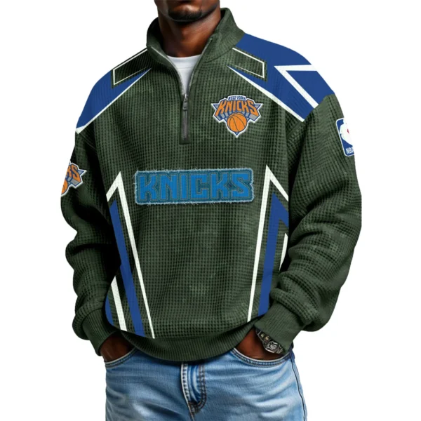 New York Knicks Men's Waffle Knit Quarter-Zip Long Sleeve Shirt 2026 Limited