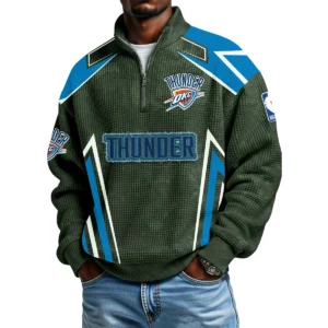 Oklahoma City Thunder Men's Waffle Knit Quarter-Zip Long Sleeve Shirt 2026 Limited