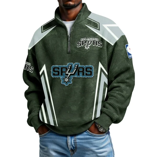 San Antonio Spurs Men's Waffle Knit Quarter-Zip Long Sleeve Shirt 2026 Limited