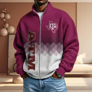 Texas A&M Aggies Men’s Full Zip Waffle Knit Long Sleeve Sweatshirt