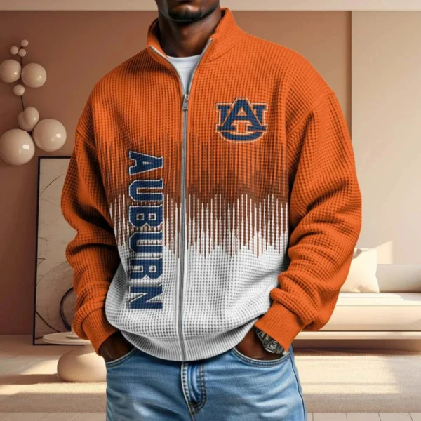 Auburn Tigers Men’s Full Zip Waffle Knit Long Sleeve Sweatshirt