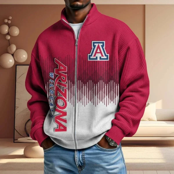 Arizona Wildcats Men’s Full Zip Waffle Knit Long Sleeve Sweatshirt