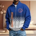 Boise State Broncos Men’s Full Zip Waffle Knit Long Sleeve Sweatshirt