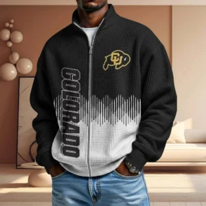 Colorado Buffaloes Men’s Full Zip Waffle Knit Long Sleeve Sweatshirt