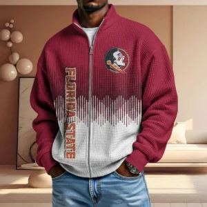 Florida State Seminoles Men’s Full Zip Waffle Knit Long Sleeve Sweatshirt