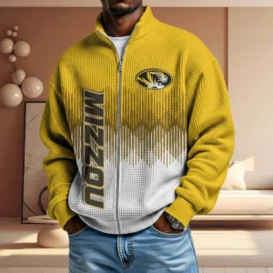 Missouri Tigers Men’s Full Zip Waffle Knit Long Sleeve Sweatshirt