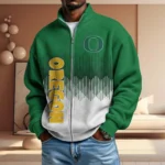 Oregon Ducks Men’s Full Zip Waffle Knit Long Sleeve Sweatshirt