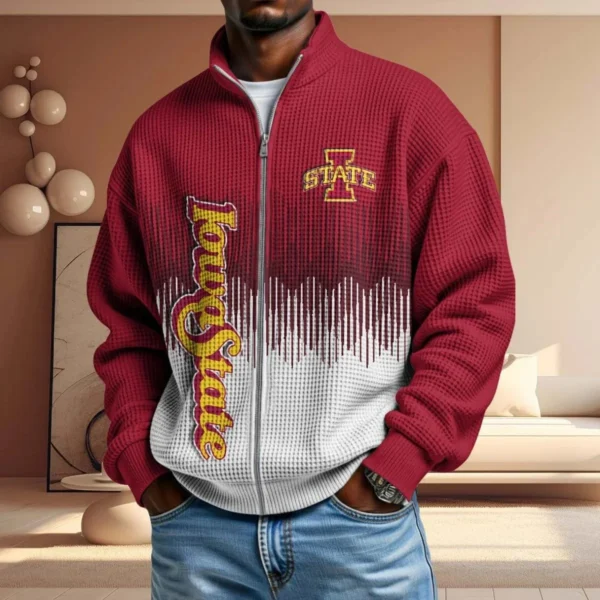 Iowa State Cyclones Men’s Full Zip Waffle Knit Long Sleeve Sweatshirt