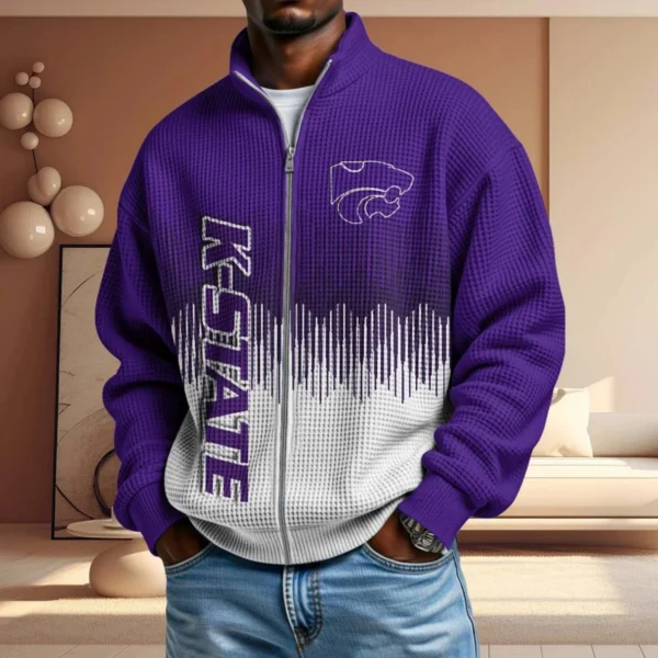 Kansas State Wildcats Men’s Full Zip Waffle Knit Long Sleeve Sweatshirt