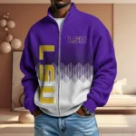 LSU Tigers Men’s Full Zip Waffle Knit Long Sleeve Sweatshirt