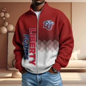 Liberty Flames Men’s Full Zip Waffle Knit Long Sleeve Sweatshirt