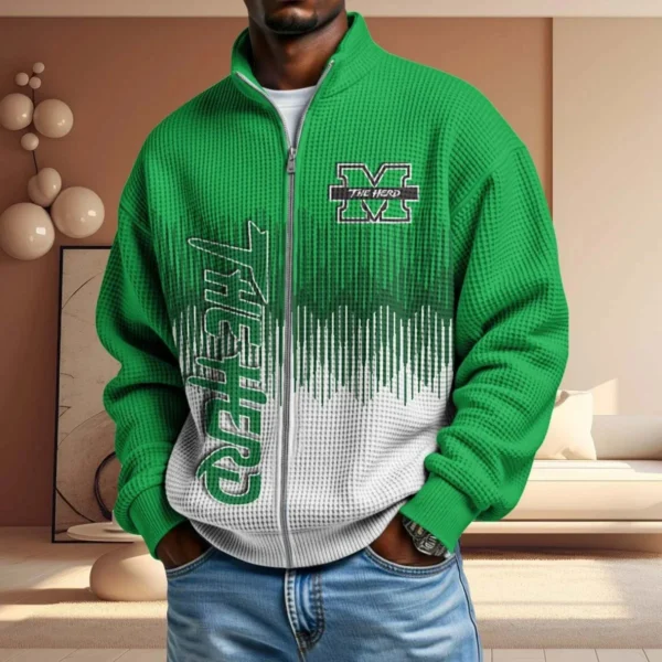 Marshall Thundering Herd Men’s Full Zip Waffle Knit Long Sleeve Sweatshirt