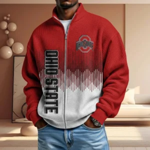 Ohio State Buckeyes Men’s Full Zip Waffle Knit Long Sleeve Sweatshirt