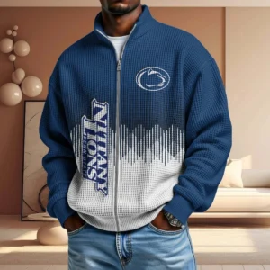 Penn State Nittany Lions Men’s Full Zip Waffle Knit Long Sleeve Sweatshirt