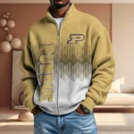 Purdue Boilermakers Men’s Full Zip Waffle Knit Long Sleeve Sweatshirt