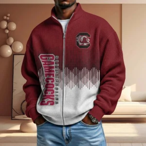 South Carolina Gamecocks Men’s Full Zip Waffle Knit Long Sleeve Sweatshirt