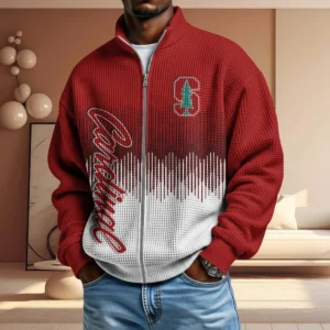 Stanford Cardinal Men’s Full Zip Waffle Knit Long Sleeve Sweatshirt
