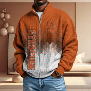 Syracuse Orange Men’s Full Zip Waffle Knit Long Sleeve Sweatshirt