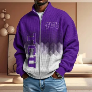 TCU Horned Frogs Men’s Full Zip Waffle Knit Long Sleeve Sweatshirt