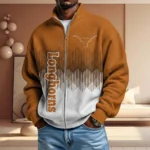 Texas Longhorns Men’s Full Zip Waffle Knit Long Sleeve Sweatshirt
