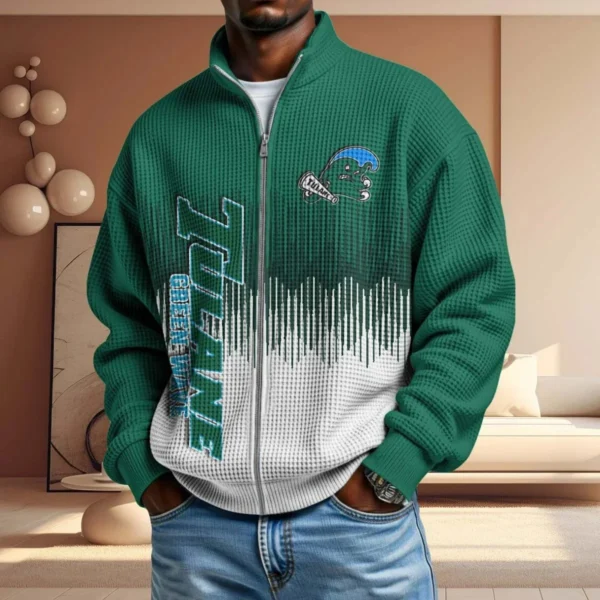 Tulane Green Wave Men’s Full Zip Waffle Knit Long Sleeve Sweatshirt