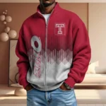 Temple Owls Men’s Full Zip Waffle Knit Long Sleeve Sweatshirt