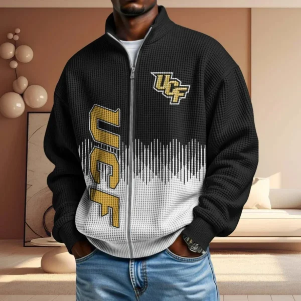 UCF Knights Men’s Full Zip Waffle Knit Long Sleeve Sweatshirt